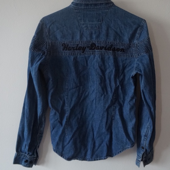 Harley Davidson Women Denim Button Shirt Small - Picture 2 of 7